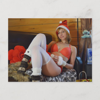 Postale Sexy Père Noël Helper épingler fille photo Carte p