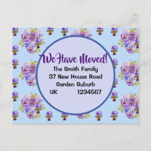 Postale Shabby Pansy Nouvelle Adresse Carte Postale, Nous 