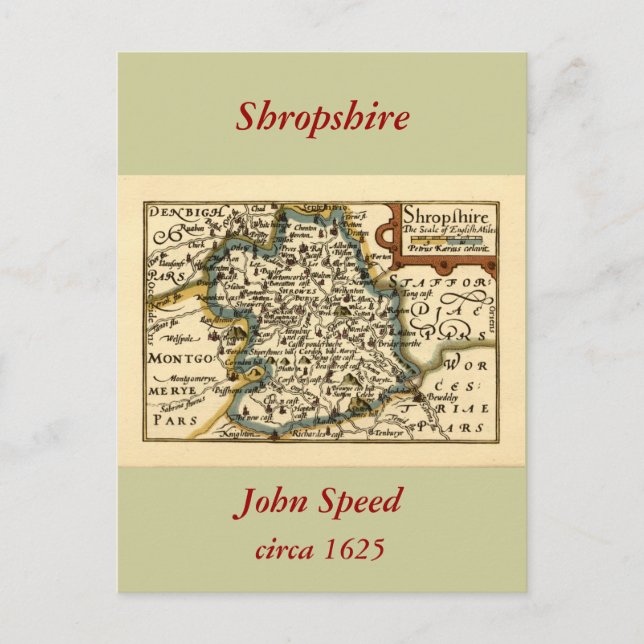 Postale Shropshire Comté Angleterre Ancienne carte Antiqua (Devant)