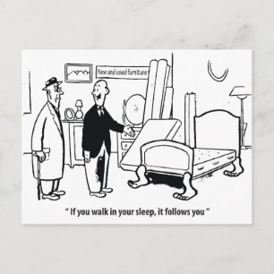 Postale Si vous marchez dans votre sommeil, humour, carte 