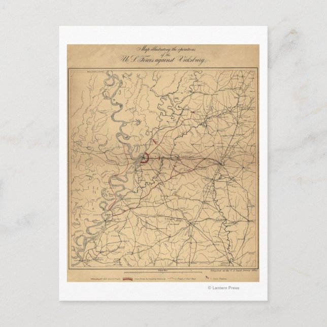 Postale Siège de Vicksburg - Guerre civile Carte panoramiq (Devant)