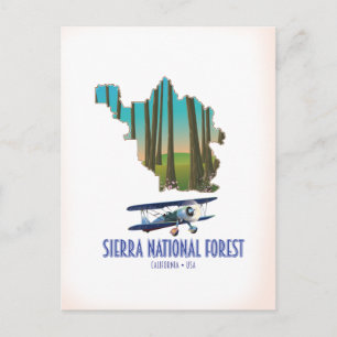Postale Sierra Forêt California USA carte