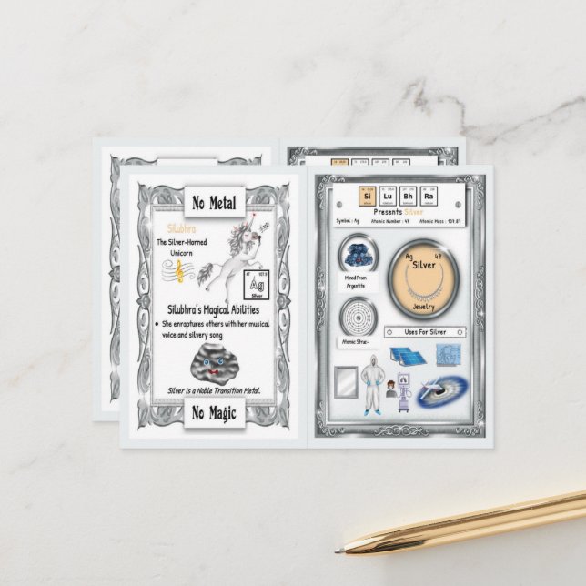 Postale Silubhra - Silver Horn Carte de jeu Unicorn (Devant/Arrière en situation)