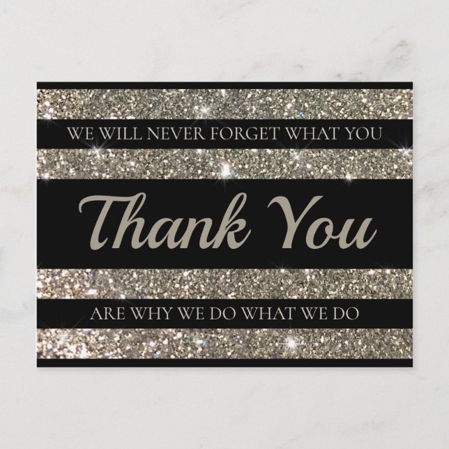 Postale Silver Shimmer Stripes Client Gratitude Carte Post (Devant)