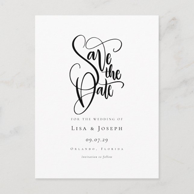 Postale Simple calligraphie noir et blanc, carte de sauveg (Devant)