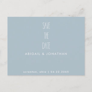 Postale Simple Carte de Mariage Hivernale Bleu Glacé Save
