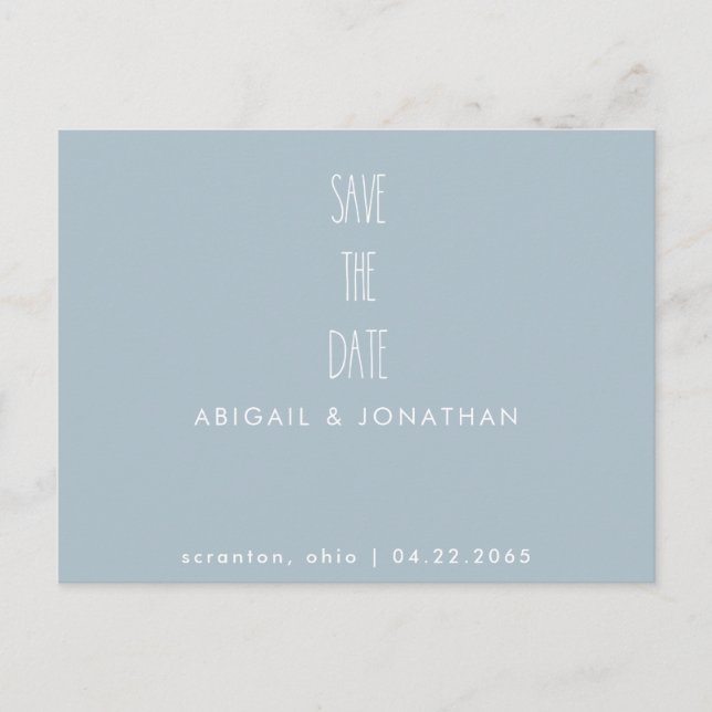 Postale Simple Carte de Mariage Hivernale Bleu Glacé Save  (Devant)