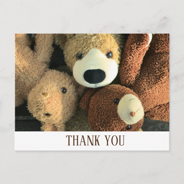 Postale Simple Carte de Remerciement Ourson Rustique Migno (Devant)