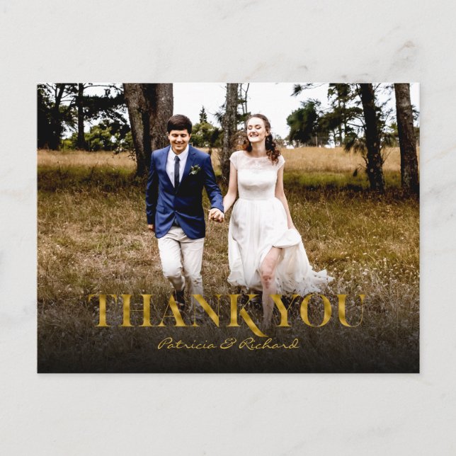 Postale Simple Moderne Carte de Remerciement de Mariage av (Devant)