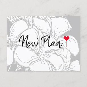 Postale Simple Red Heart Script Floral Nouveau Plan Carte 
