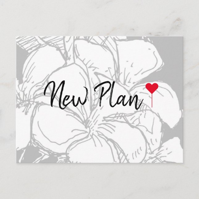 Postale Simple Red Heart Script Floral Nouveau Plan Carte  (Devant)