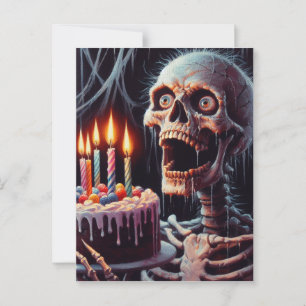 Postale Skeleton effrayant Anniversaire Carte de voeux pli