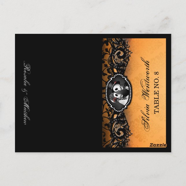 Postale Skeleton Halloween FOLDING Nom de la carte de lieu (Dos)