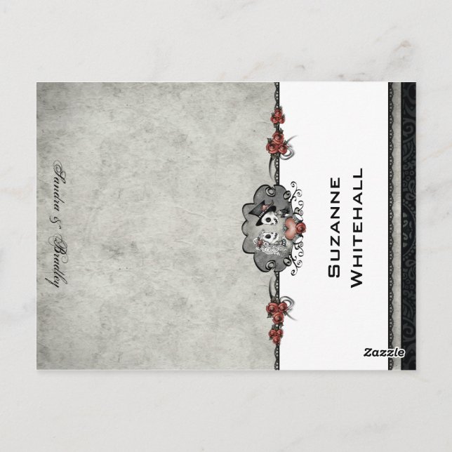 Postale Skeletons mariages Grey AJOUTER NOM Pliage Carte d (Dos)