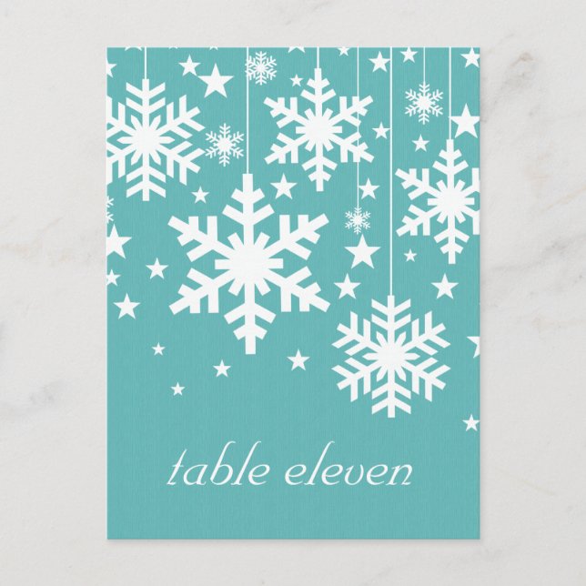Postale Snowflakes et Stars Table Carte postale, Turquoise (Devant)