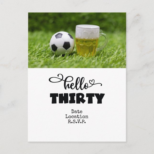 Postale Soccer 30e carte d'anniversaire avec des boules su (Devant)