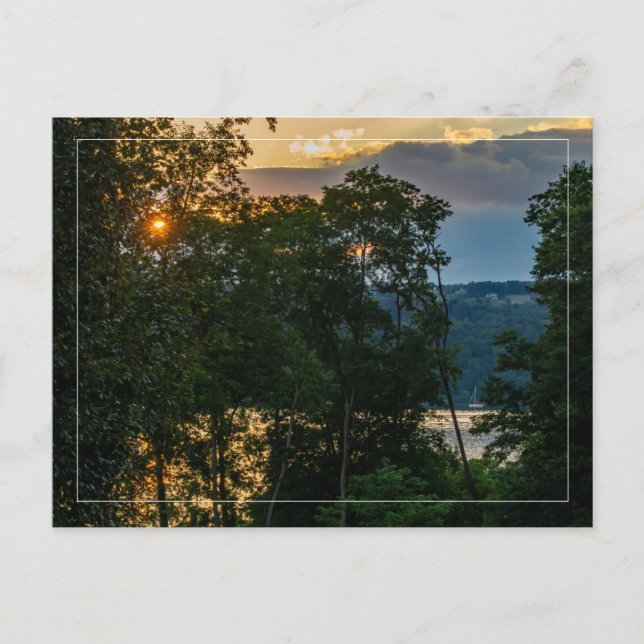 Postale Soirée d'été de la rivière Hudson avec carte posta (Devant)