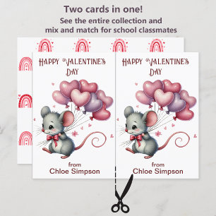 Postale Souris Balloons Carte de salle de classe Valentine