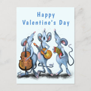 Postale Souris musicale romantique Drôle carte Saint Valen