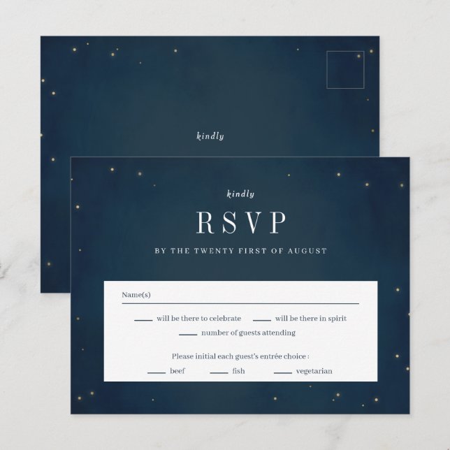Postale Sous La Carte De Réponse RSVP De Mariage D'Étoiles (Devant / Derrière)