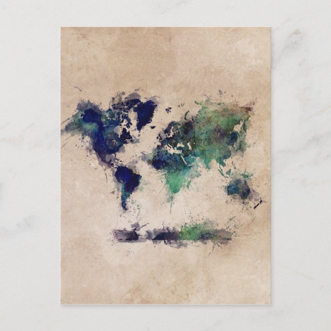 Postale splash de carte du monde (Devant)