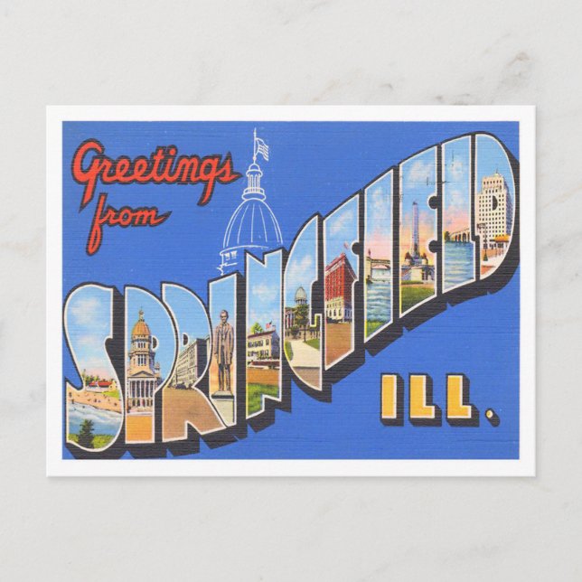 Postale Springfield, Illinois Vintage Big Letters Carte po (Devant)