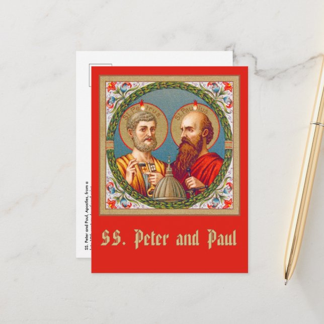 Postale SS. Pierre et Paul, Apôtres (JMAS 01) Carte postal (Devant/Arrière en situation)