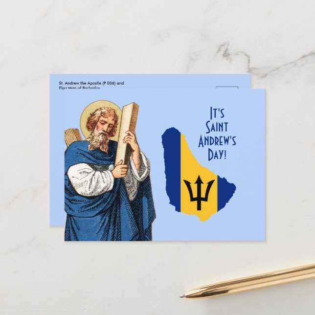 Postale St. Andrew avec la carte du drapeau de la Barbade  (Devant/Arrière en situation)