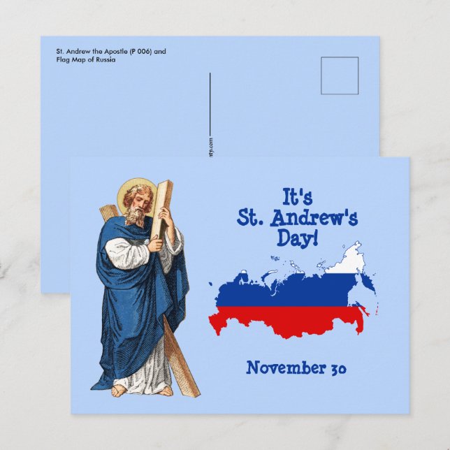 Postale St. Andrew avec la carte du drapeau de la Russie F (Devant / Derrière)