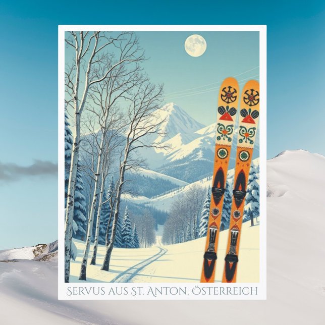 Postale St. Anton Autriche Europe vacances ski Carte posta (Créateur téléchargé)