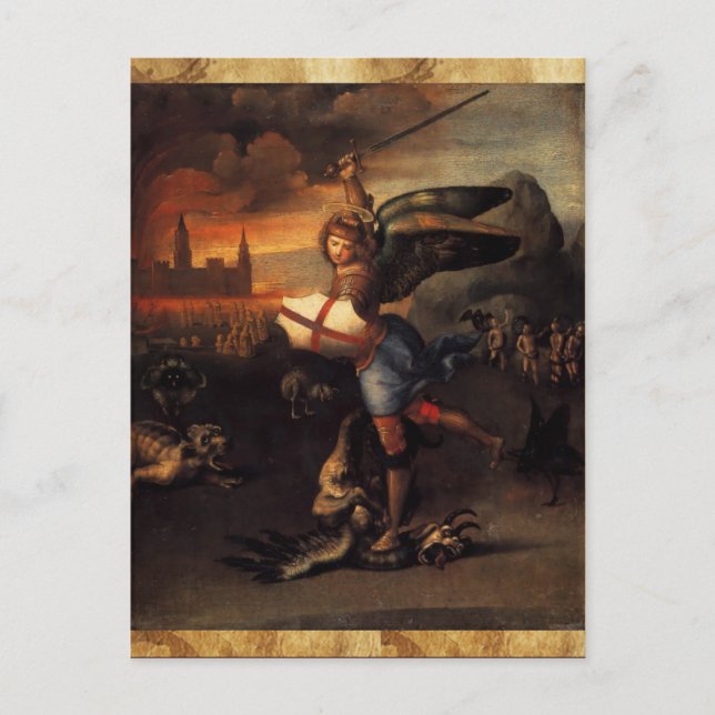 Postale St Michael et la carte de prière du dragon (Devant)