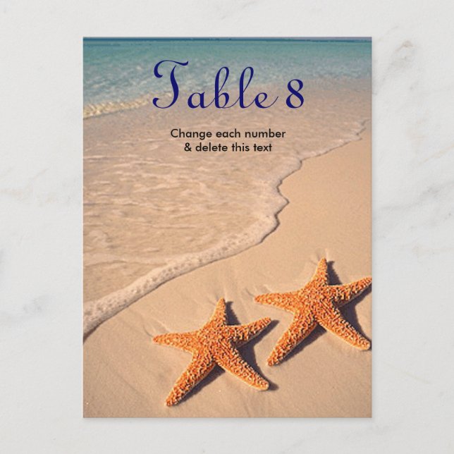 Postale Starfish Beach Ocean Mariage Numéro de carte de ta (Devant)