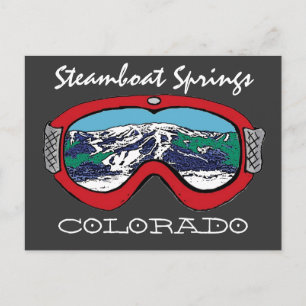 Postale Steamboat Springs Colorado rouge goggle carte post