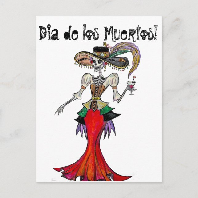 Postale Steampunk Catrina / Carte Dia de los Muertos (Devant)