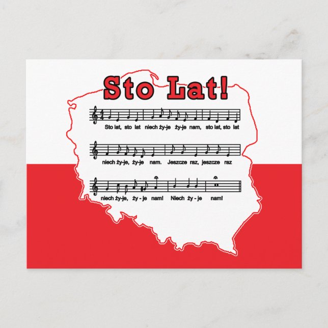 Postale Sto Lat ! Carte de la chanson polonaise (Devant)