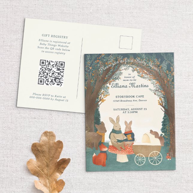 Postale Storybook Woodland Friends Baby shower Carte posta (Créateur téléchargé)