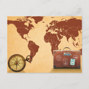 Postale Style vintage, Carte du monde Imprimer