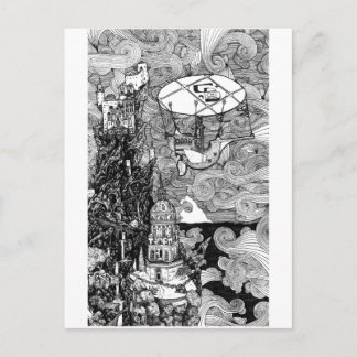 Postale Stylo et encre Mountain Top Illustration Carte pos