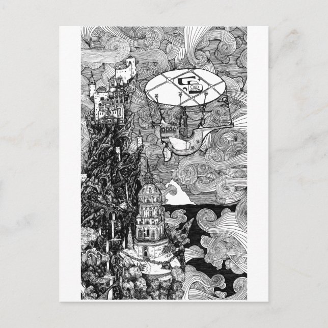 Postale Stylo et encre Mountain Top Illustration Carte pos (Devant)