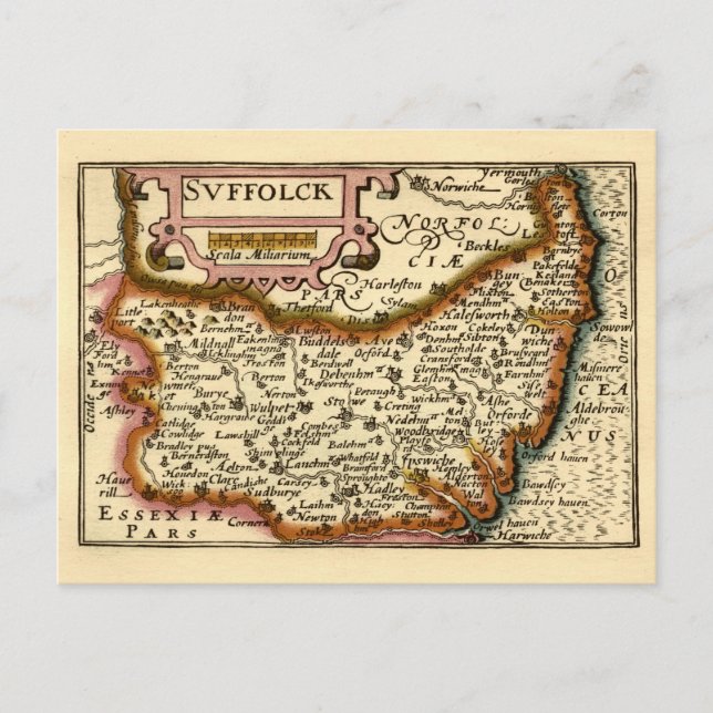 Postale Suffolk (Suffolck) Comté Angleterre Carte Antiquai (Devant)