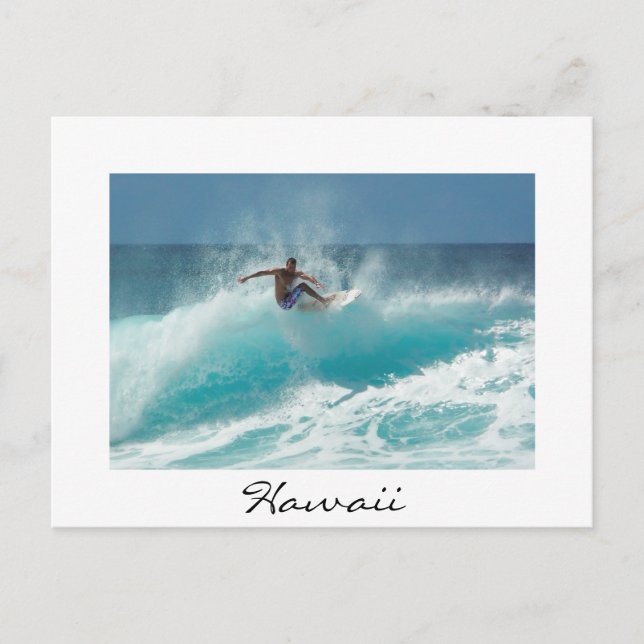 Postale Surfer sur une grande vague blanche Hawaii carte p (Devant)