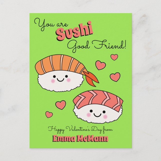 Postale Sushi Classroom Valentine Friendship Carte enfant  (Devant)