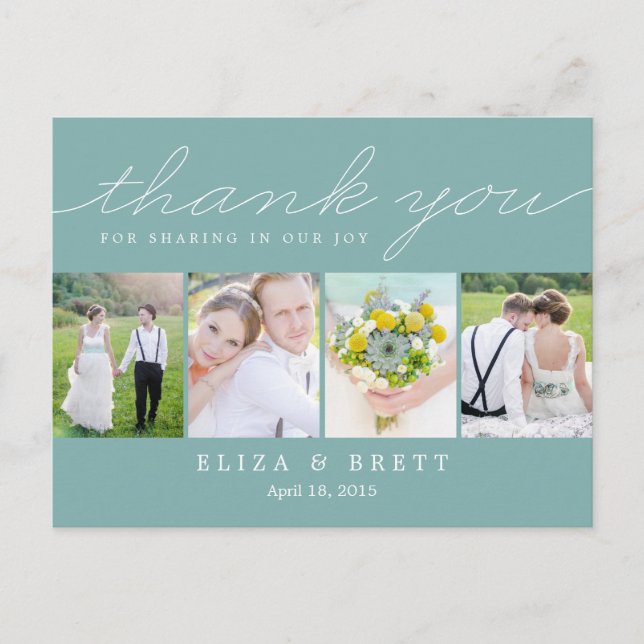 Postale Sweet Collage Carte de remerciements Mariage - Aqu (Devant)