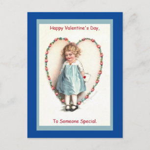 Postale Sweet Vintage Valentine Girl Image sur carte posta