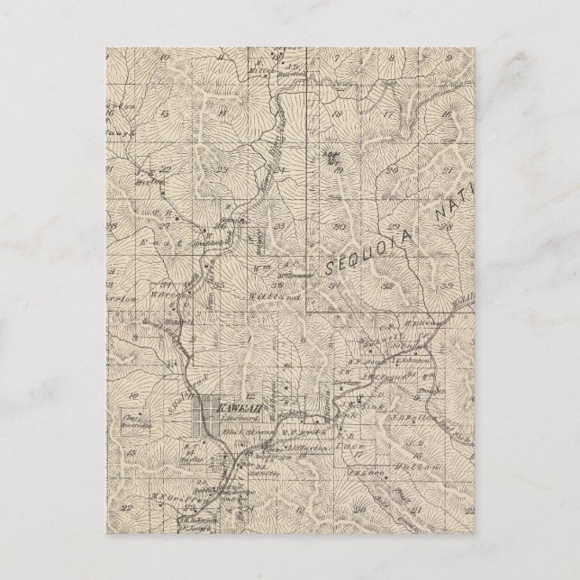 Postale T1617S R2829E Tulare Comté Carte de section (Devant)