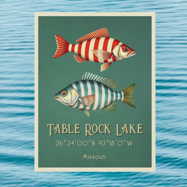 Postale Table Rock Lake Missouri rayé Poisson Carte postal (Créateur téléchargé)