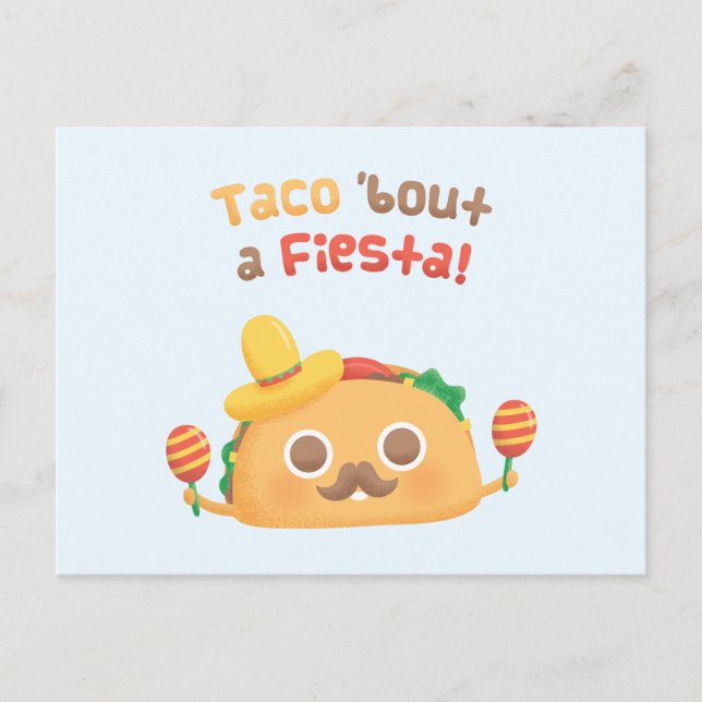 Postale Taco Bout A Fiesta Cute Food Pun Humour Carte post (Devant)
