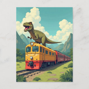 Postale Tard pour le train Dinosaur Raptor Funny carte pos