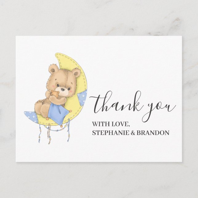 Postale Teddy Bear BLUE Moon Carte de remerciements (Devant)