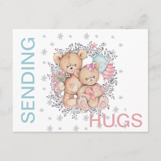Postale Teddy Bear LOVE Get Well ENVOYER HUGS Carte postal (Devant)